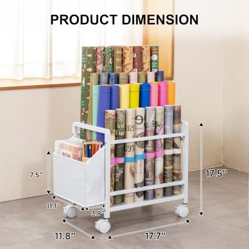 Aquzee Wrapping Paper Storage, Blueprint Holder, 6 Adjustable Rod Design - Image 2