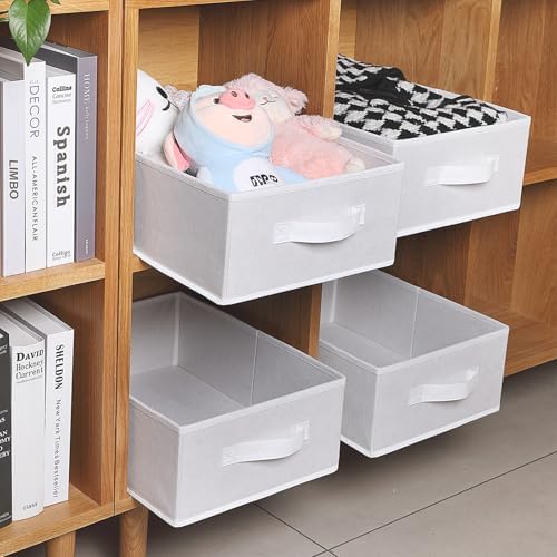Clothings Collapsible Storage Bins, Foldable Organizers and Storage Baskets Cube Storage Bin for Bedroom Living Room (4 Pack) (White, 15.4x11.4x5.5inch) - Image 5