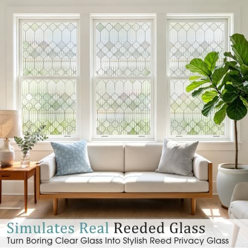 Coavas Reeded Glass Window Privacy Film, 3D Fluted, Clear 35.4"x78.7" - Image 3