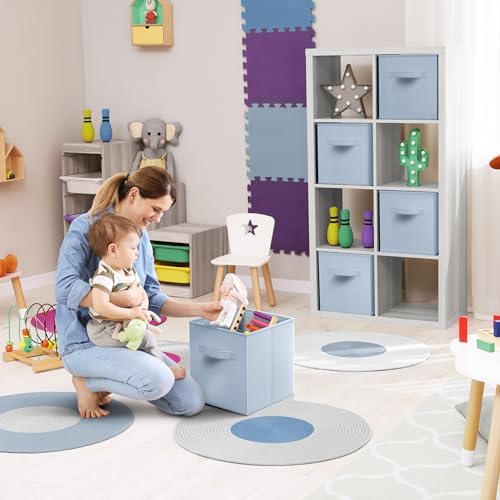 Sorbus Fabric Storage Cubes, 8 Pack, with Handles (13 Inch, Pastel Blue) - Image 3