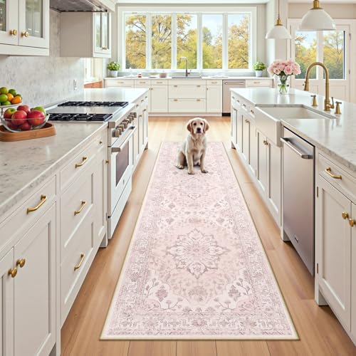RELEANY Washable Area Rug, Runner 2'x8', Pink by RELEANY