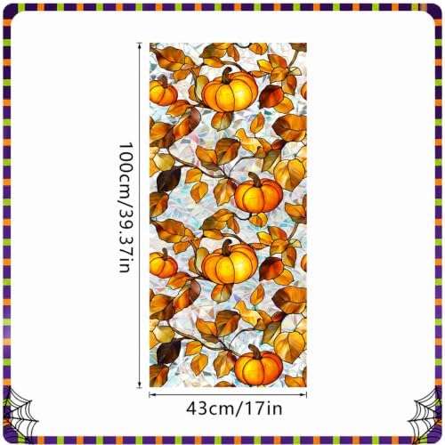 Pumpkin Fall Window Clings Halloween Stained Glass Window Film - Image 2