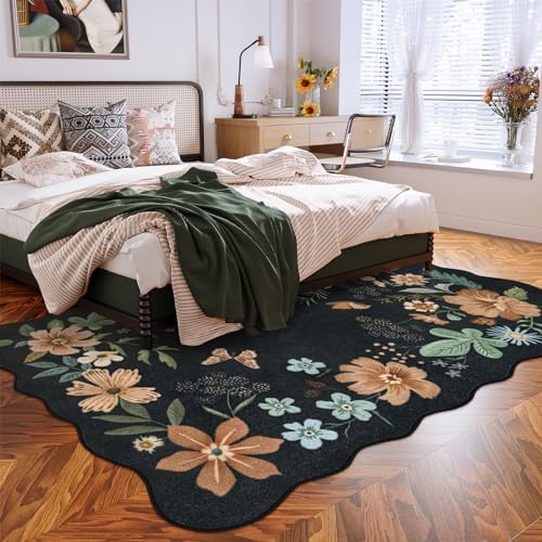 Lahome Floral Rugs for Living Room, 5x7 Area Rugs Soft Washable Bedroom Rug - Image 4