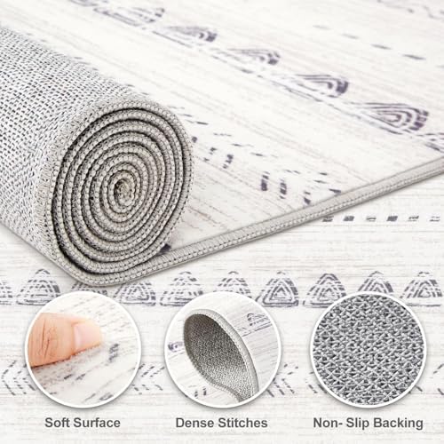 Nakagishi Boho 3x5 Area Rug Living Room Rugs Machine Washable Gray - Image 4