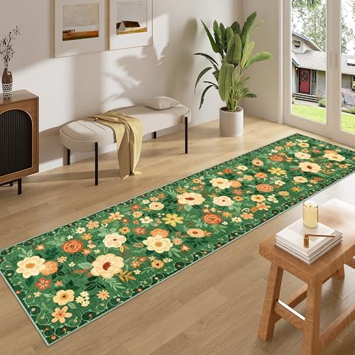 DUKINO 2x8 Runner Rug, Washable Runner Rug for Kitchen Non Slip, Dark Green - Image 3