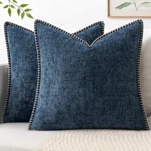 MIULEE Decorative Couch Throw Pillow Covers 18x18 Inch Dark Blue 2 Pack by MIULEE