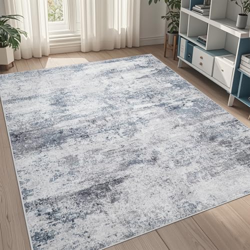 5x8 Area Rugs for Living Room Washable Bedroom Dining Room Blue Grey by Aelenmu