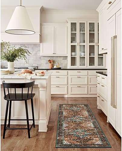 Moynesa Washable Rug Runners for Hallways, Boho 2'6"x8' Runner Rug Non-Slip Ultra-Thin, Long Vintage Oriental Medallion Carpet Runner for Laundry Bedroom Kitchen Bathroom - Image 6