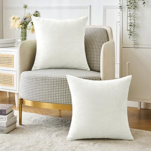 MIULEE Soft Chenille Throw Pillow Covers White 18x18 Inch Pack of 2 - Image 5