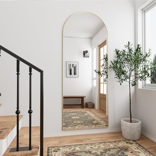70''x26'' Full Length Mirror, Large Arched Floor Mirror with Stand, Oversized Wall Mirror, Full Body Mirrors Standing Leaning for Living Room, Bedroom (Gold) - Image 2