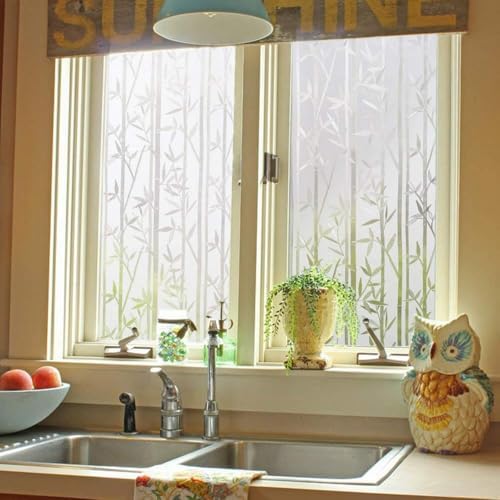 Finnez Bamboo Window Privacy Film, Frosted Decorative Pattern 23.6" x 157.4" - Image 7