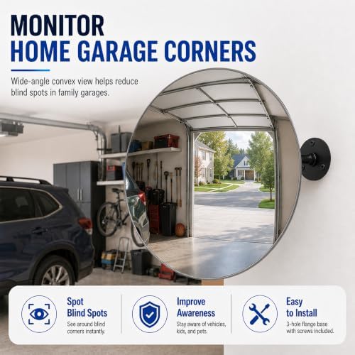 2 Pcs 17.3 Inch Convex Safety Mirror, Adjustable Wall Mount - Image 6