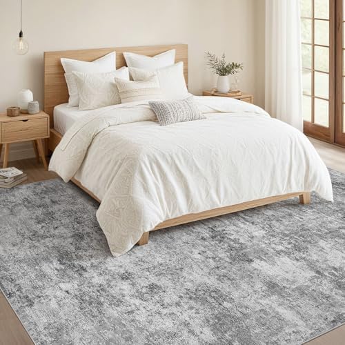 Nakagishi 8x10 Area Rugs Living Room: Washable Abstract Large Neutral Soft Rug Stain Resistant Modern Indoor Floor Non-Slip Carpet for Bedroom Nursery Kids Playroom Office Dining Room Dorm- Grey - Image 5