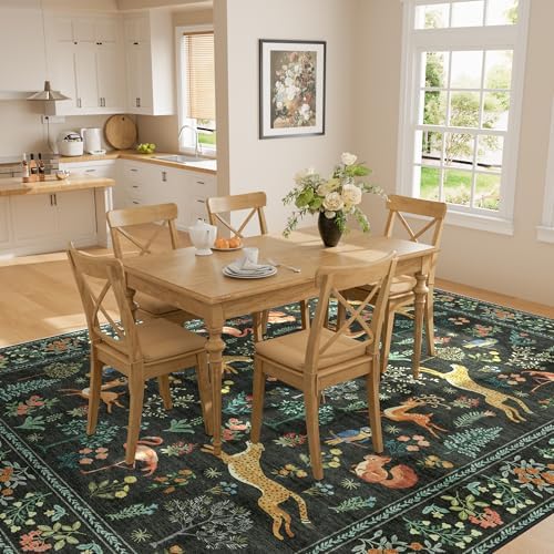 DUKINO 5x7 Area Rugs, Washable Animal Rug for Living Room Non Slip, Black - Image 6