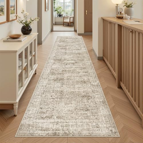 Soalmost Runner Rug 2x7 Washable Non-Slip Hallway Rugs for Kitchen Brown - Image 3