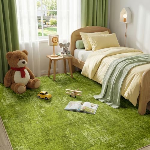RELEANY Washable 5'x7' Abstract Area Rug for Living Room Grass Green - Image 3