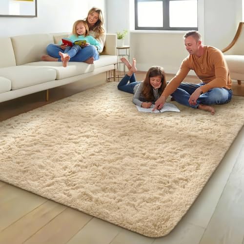Ophanie 8x10 Beige Area Rugs for Living Room,Large Shag Bedroom Carpet,Big Indoor Thick Soft Shaggy Nursery Rug,Fluffy Carpets for Boy and Girls Room Dorm Decor Aesthetic with Over 99 pcs Pile fibers - Image 5