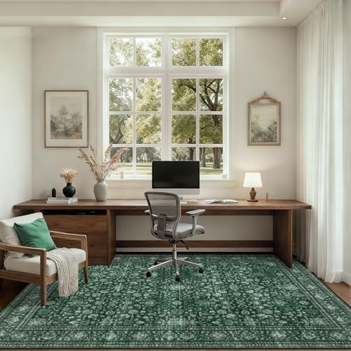 3x5 Area Rugs Living Room: Washable Rug for Bedroom Deep Green - Image 5