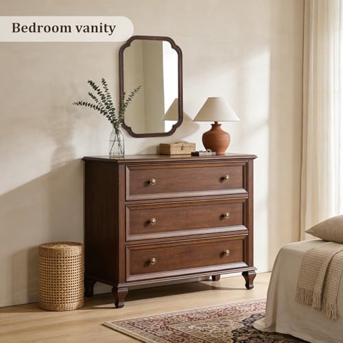 WallBeyond 20" x 30" Rounded Corner Arch Wall Mirror with Wood Frame for Entryway, Living Room or Bedroom Home Decor - Light Woodgrain [20" x 30" Walnut] - Image 3