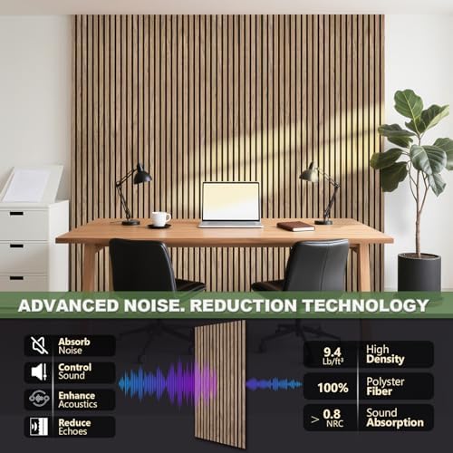Acoustic Wall Panels, 2 Pack Wood Slat Wall Panel, Soundproof Wall Panels, 3D Textured Wall Decor for Ceiling and Wall, 47.2" x 23.6", in Walnut Finish - Image 6