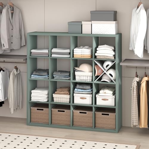 Furinno Cubic Extra Thick 16-Cube Closet Organizers and Storage, Sage Green by Furinno-FitsYourSpaceFitsYourBudget