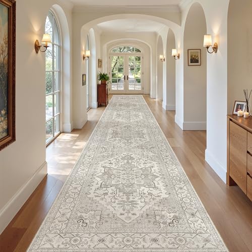Madane Hallway Runner Rug 3x18 Washable Kitchen Runners 18ft, Beige/Brown - Image 2