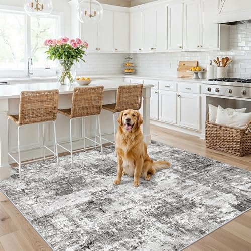 Square Area Rug for for Kitchen Dining Room 6x6 Washable, Grey by ZHXXUJ