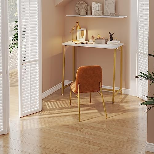 WOHOMO Folding Desk, 39.4" Foldable Computer Table for Small Spaces, Gold - Image 5