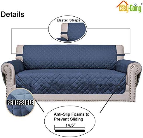 Easy-Going Reversible Couch Cover, 2 Cushion Sofa, Dark Blue/Light Blue - Image 3