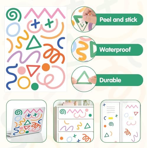 AOWDIAO 200 Pcs Geometric Wall Decals - Peel and Stick, Waterproof Vinly Colorful Wall Stickers for Kids Room, Playroom and Nursery - Image 3