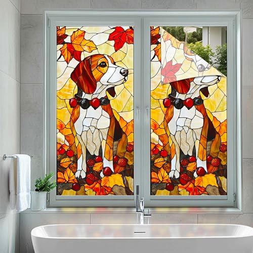 HOMETITUTE Fall Beagle Dog Privacy Window Film Cling 17.7x39.3 PVC - Image 5