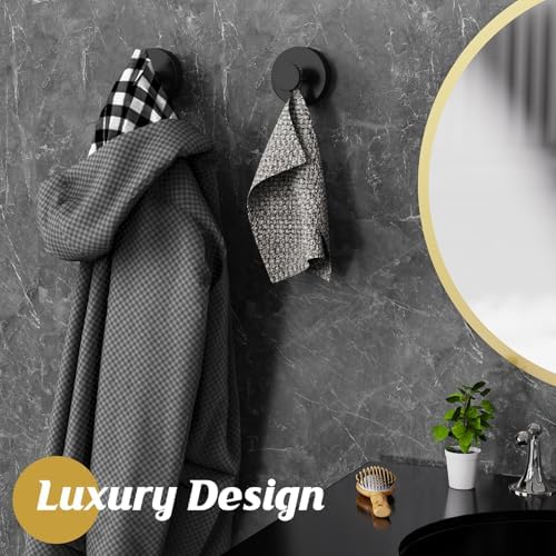 MOTAIPEAK Suction Cup Hooks for Shower,Removable Shower Towel Suction Hooks for Bathroom Wall,Kitchen,Glass,Mirror,Tile to Hang Robes,Loofah-Black(4-Pack) - Image 6