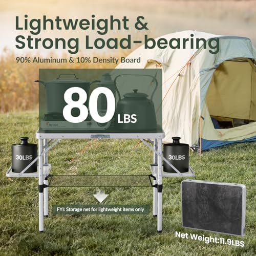 Titanker Folding Camping Table 3ft, Large Camp Table Portable with Extra Side Racks & Storage Net, Folding Picnic Table, Outdoor Patio Table, RV/Car Camping Essentials, Aluminum, Silver - Image 6