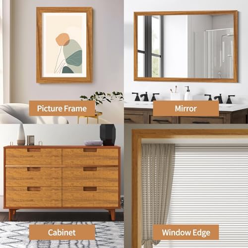 10M Mirror Border Peel and Stick, Wood Grain Wallpaper Border Mirror Tape - Image 6
