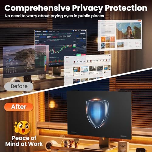 Magnetic 27 inch Privacy Screen for Monitor Frameless/Thin Bezel Computer 16:9 Aspect Ratio, Hanging Anti Blue Light Shield Eye Protection, 27in Removable Anti-Impact Privacy Protector Film - Image 3