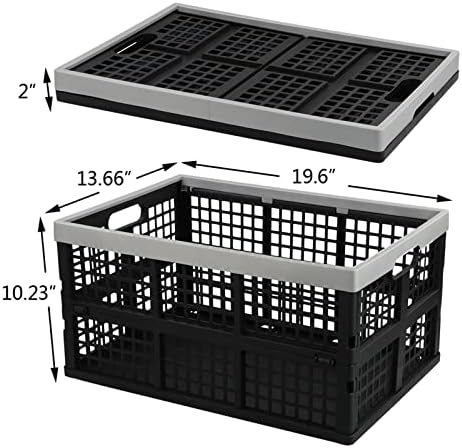 Kekow 3-Pack Black Plastic Collapsible Storage Basket, 42 L Folding Crates - Image 2