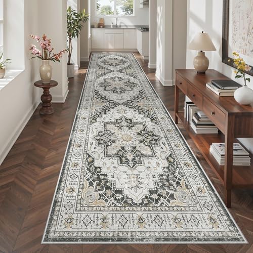 Madane Hallway Runner Rug 3x12 Washable Kitchen Runners 12ft, Black - Image 3