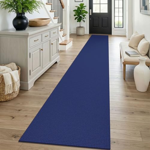 KOZYFLY Braided 2x16 Runners Rugs for Hallway, Extra Long Washable Runner Rug, Woven Non Slip Kitchen Runner, Cotton Entryway Rug, Floor Carpet for Entry, Aisle, Hall, Deep Navy Blue by KOZYFLY