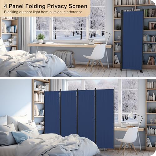 Partition Room Divider 4 Panel Portable Wall with 3 Wider Feet - Image 4
