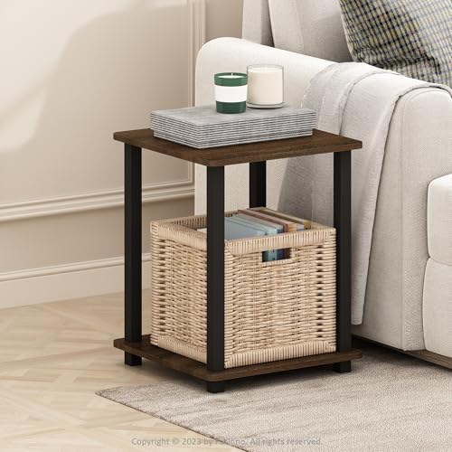 Furinno Simplistic Set of 2 Toolless Living Room Table Set, Black Walnut - Image 2