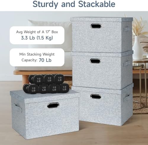 Storage Bins with Lids Fabric Closet Organizers Cubes Office Organization - Image 3