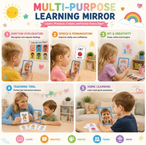 Dandat 10 Pcs 6x4 Shatter Proof Unbreakable Kids Mirrors, Warm Colors - Image 4