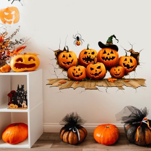 Pumpkin Wall Decals Peel and Stick Halloween Wall Stickers, Jack O Lantern Removable Vinyl Wall Decor, Cute Pumpkin Wall Art for Kids Bedroom Living Room Classroom Window Halloween Party Decorations by ANNAQUEEN