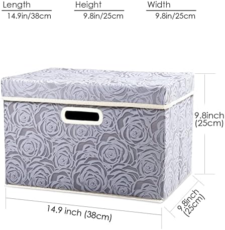PRANDOM Collapsible Storage Cubes with Lids Fabric Decorative Storage Bins Boxes Organizer Containers Baskets with Cover Handles for Bedroom Closet Living Room 14.9x9.8x9.8 Inch 3 Pack - Image 5