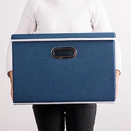 PRANDOM Large Collapsible Storage Bins with Lids [5-Pack] Fabric Foldable Storage Boxes Organizer Containers Baskets Cube with Cover for Home Bedroom Closet Office Royal Blue(17.7x11.8x11.8) - Image 7