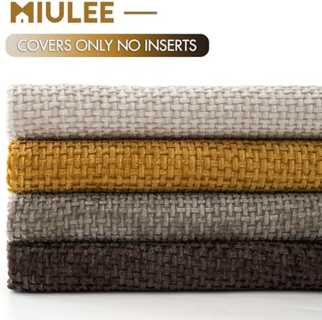 MIULEE Decorative Chenille Fall Pillow Covers Gold Brown 16x16 Pack of 4 - Image 6