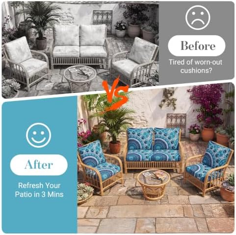 8Pcs Patio Cushion Covers Stretch Outdoor Furniture Protector Slipcovers - Image 5