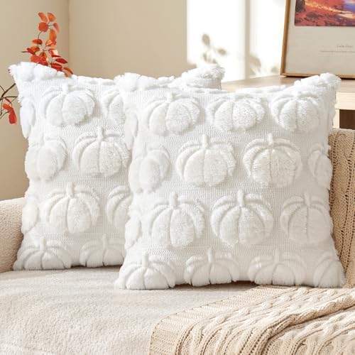 MIULEE Fall Pillow Covers Pumpkin Fall Decor 16x16 Pure White by MIULEE