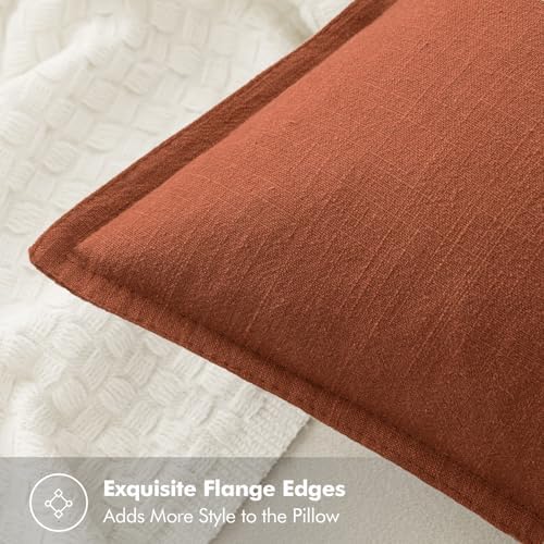 MIULEE Decorative Linen Euro Sham Pillow Covers 24x24 Rust - Image 2