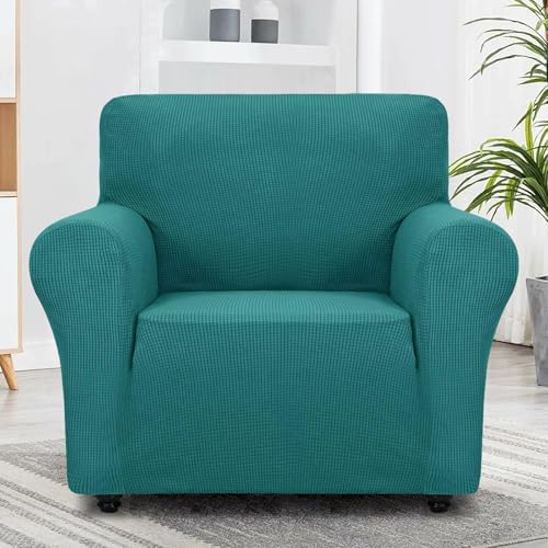 ZNSAYOTX Super Stretch Chair Slipcover Universal Sofa Chair Covers for Living Room Dogs Pet Furniture Protector Spandex Armchair Slipcovers with Anti Slip Foam Sticks (Peacock Teal, Chair) - Image 5